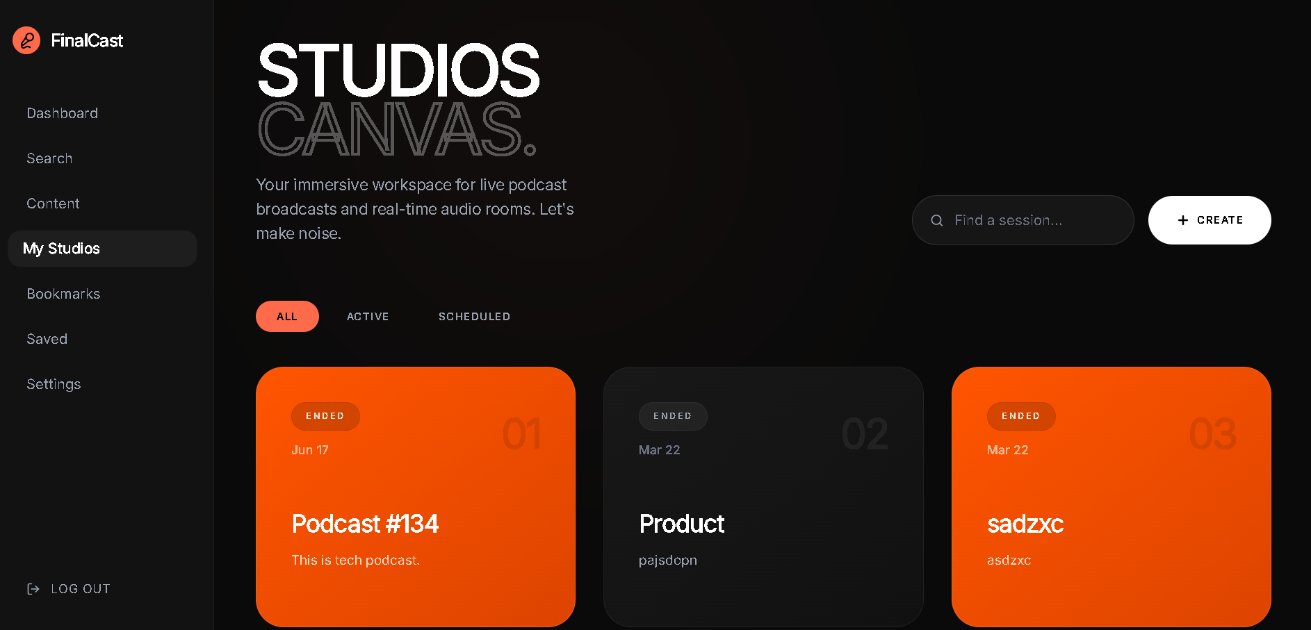 Studios Canvas: Session management
